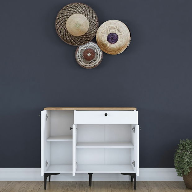 Komoda Jette 94 (ořech + bílá)