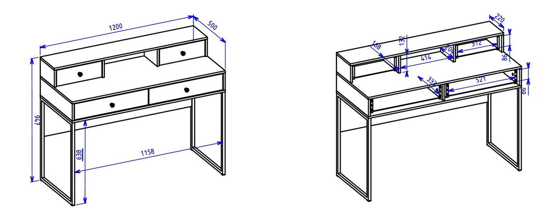 Toaletní stolek Cardinal (tmavě zelená + zlatá)