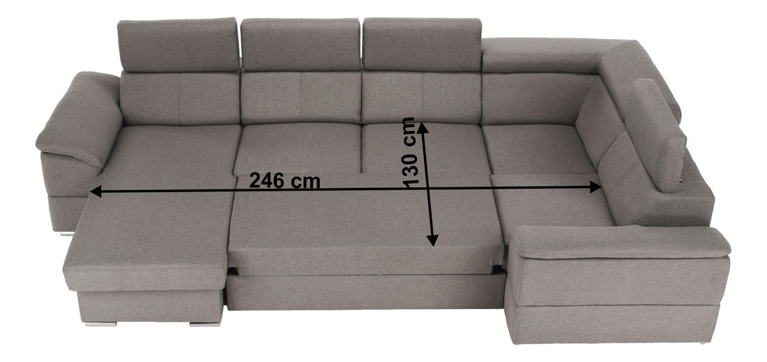 Rohová sedací souprava ve tvaru U Seglaria (šedohnědá) (L)