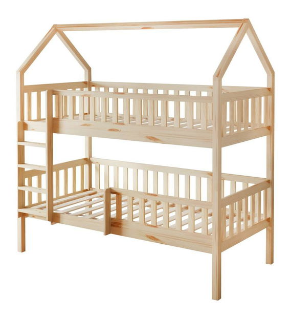 Dětská patrová postel s přistýlkou 90 cm Virtuoso (přírodní) (s roštem) (s úl. prostorem)