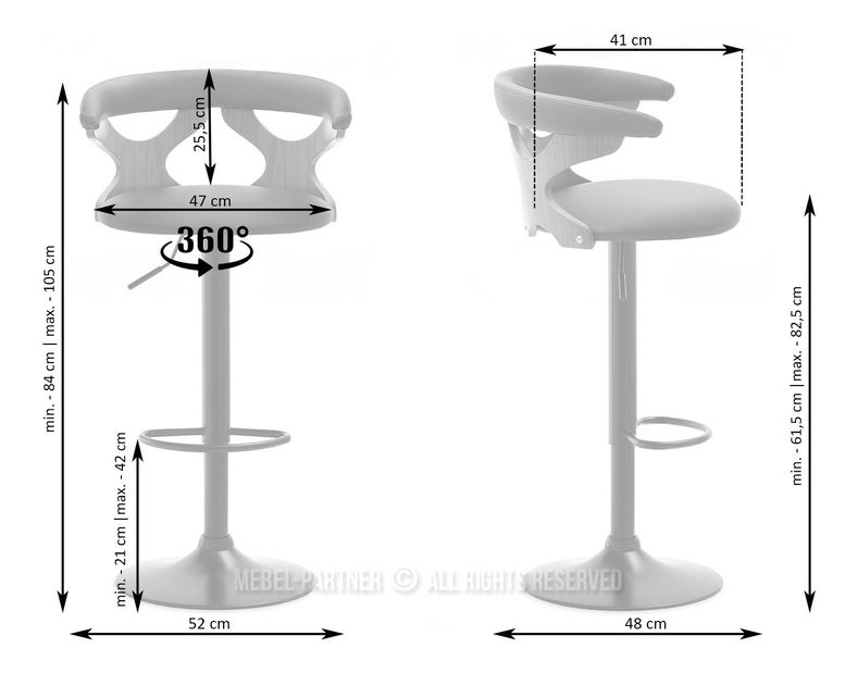 Barová židle Bondin 50 (šedá)