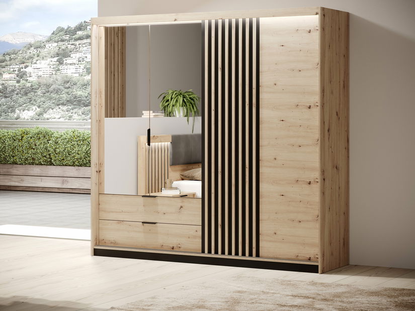 Šatní skříň Tallin 220 (dub artisan + antracit)