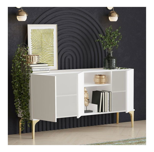 Skříňka Lipamo 5 (bílá + zlatá)