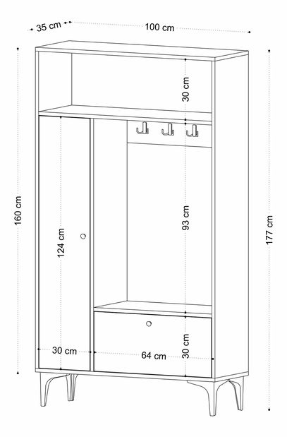 Předsíňová sestava Perla (Dub safírový + Černá)
