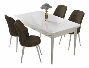 Jídelní set Nilla (mramor černý + hořčicová) (pro 4 osoby)