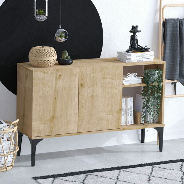 Skříňka Aliex 9 (Dub safírový + Černá)