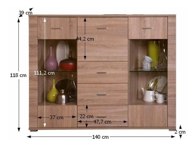 Barová Skříňka Gary Typ 08 2W3S1B