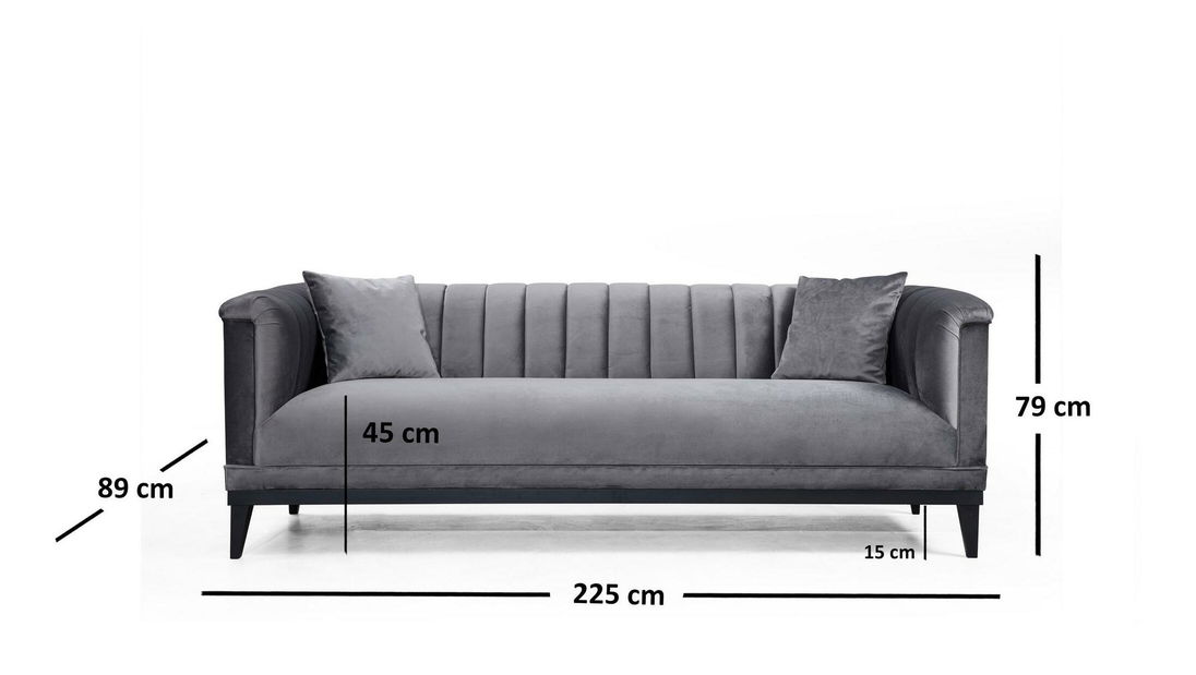 Pohovka trojsedačka Trendy (tmavě šedá + černá)