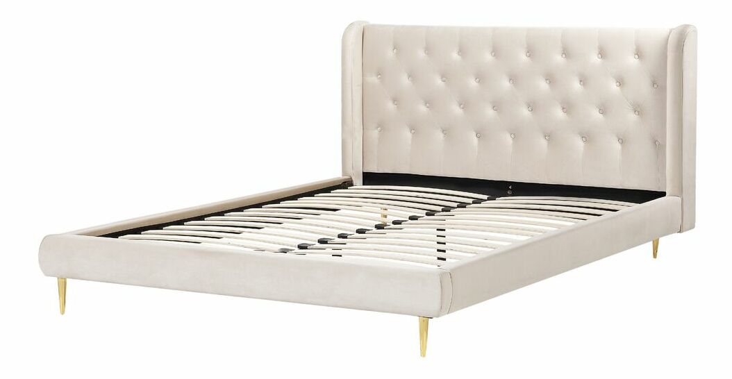 Manželská postel 160 cm Flora (béžová) (s roštem)