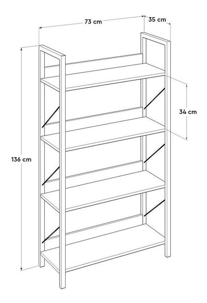Regál Kaida 5 (ořech + černá)