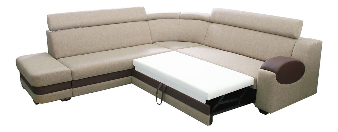 Rohová sedací souprava Aruba (hnědá + krémová) (L)