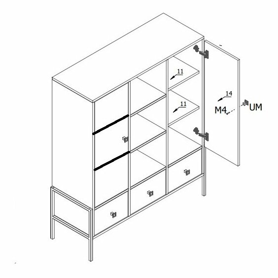 Skříňka Luigi L3 (dub artisan + černá)