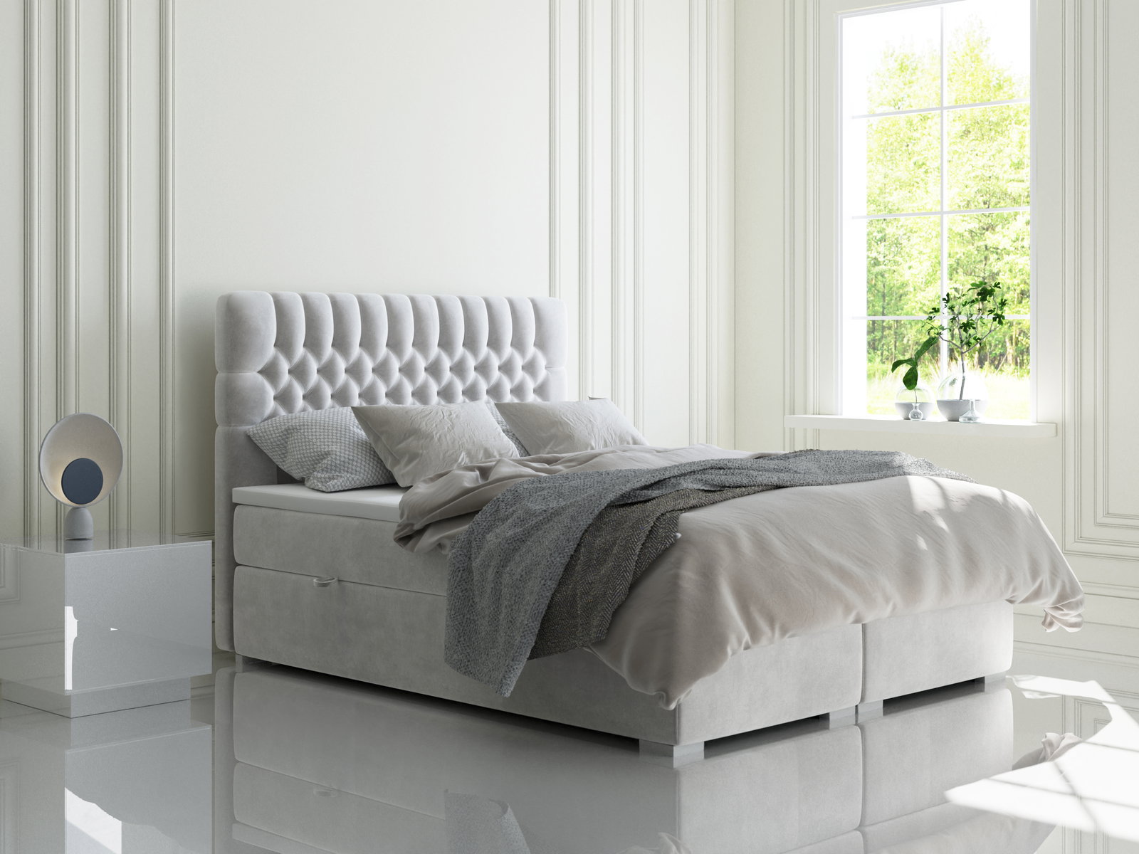 Boxspring postel 140 cm Daliny (světle šedá) (s úložným prostorem)