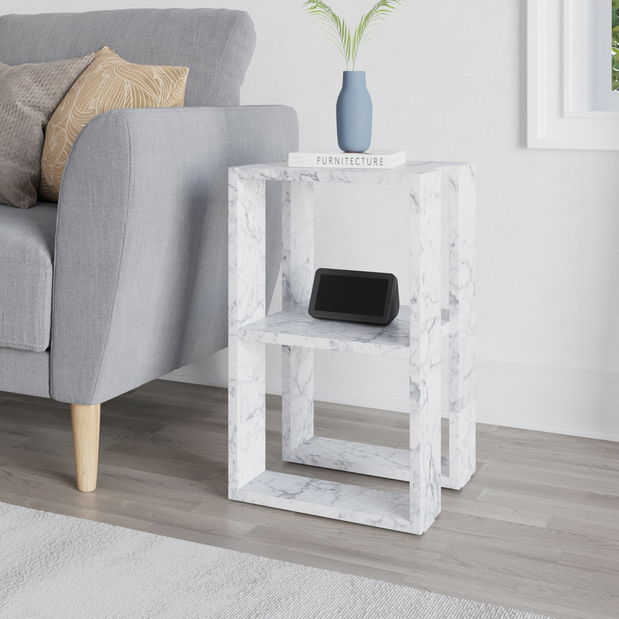 Noční stolek Lonkly (mramor bílý)