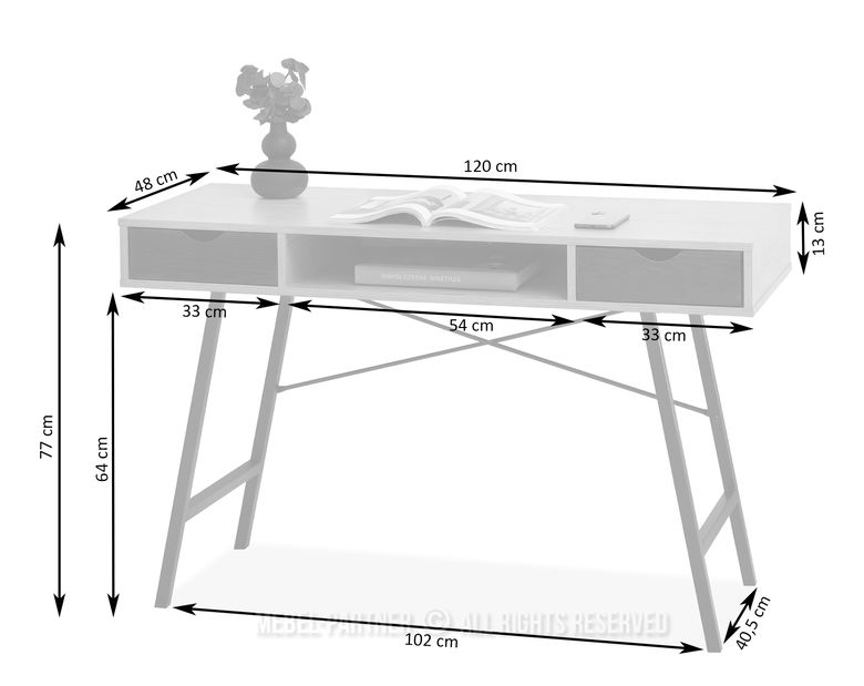 PC stolek Gavon (dub černý + černá)
