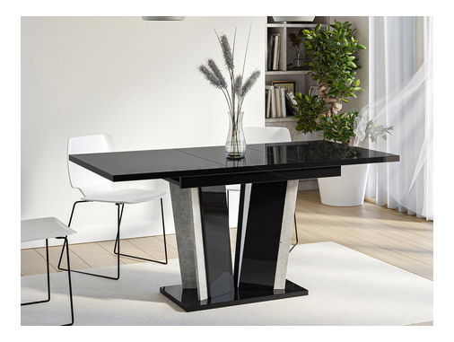 Rozkládací jídelní stůl Ledysa II (mramor bílý + lesk bílý) (pro 2-6 osob)