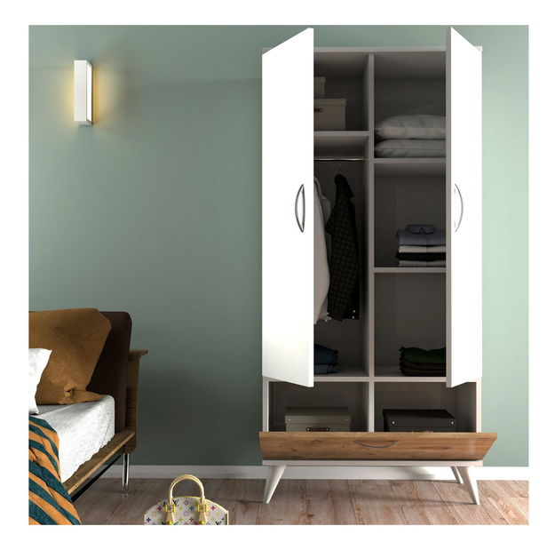 Šatní skříň Lelovu 2 (bílá + borovice atlantická)