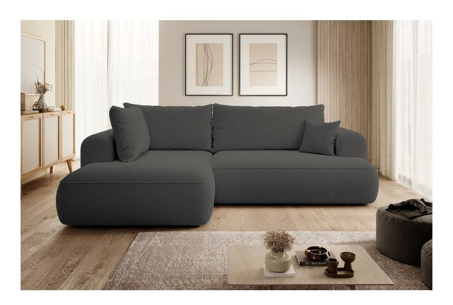 Rohová sedací souprava Olivo II (L) (tmavě šedá + černá)