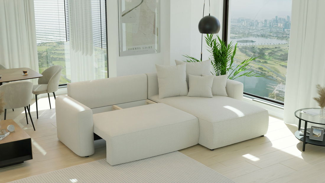 Rohová sedací souprava Baria (L) (béžová)