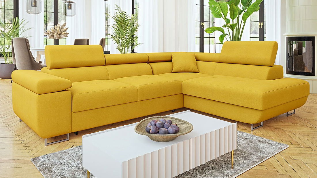 Rohová sedačka Terazuro Premium (žlutá) (s úl. prostorem) (P)