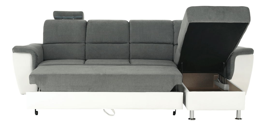 Rohová sedací souprava Stan malá (bílá + šedá) (P)