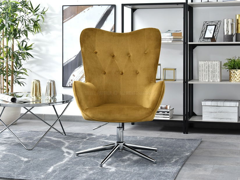 Křeslo Truni (zlatá + chromová)