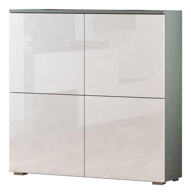 Skříňka Livo KM-100 (šedá + lesk bílý)