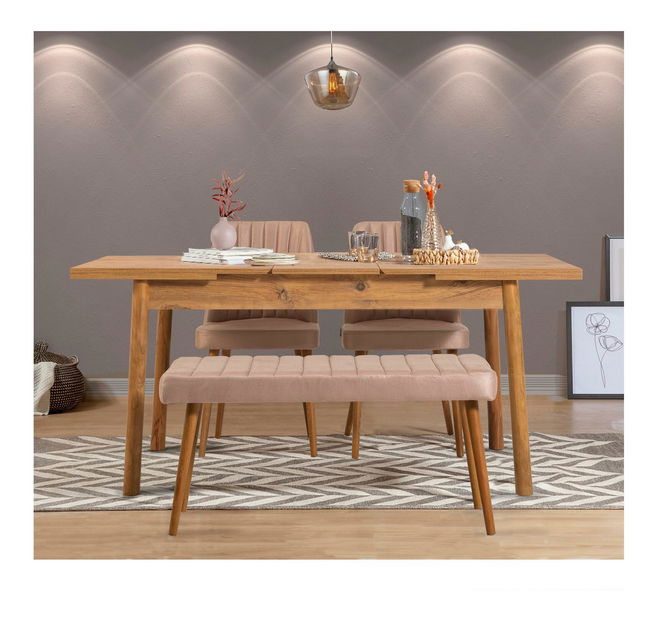 Jídelní set Vlasta 4 (borovice atlantická + kámen) (pro 4 osoby)