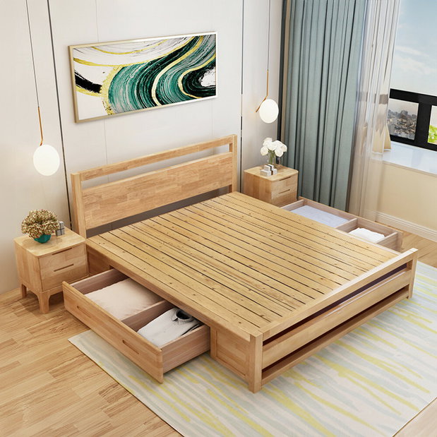 Manželská postel 180 cm Senalan (přírodní) (s roštem) (s úl. prostorem)
