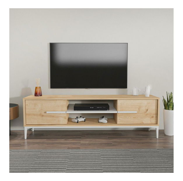 TV skříňka Eslametta (dub + bílá)