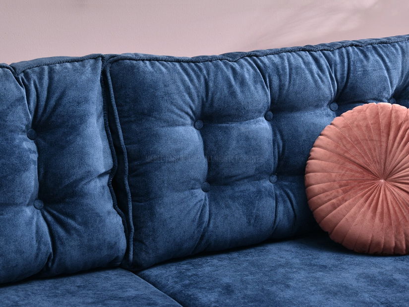 Pohovka dvousedačka Legacion (tmavě modrá + ořech)