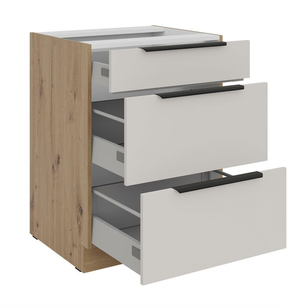 Dolní kuchyňská skříňka Sayla 60 D 3S BB (kašmír + dub artisan)