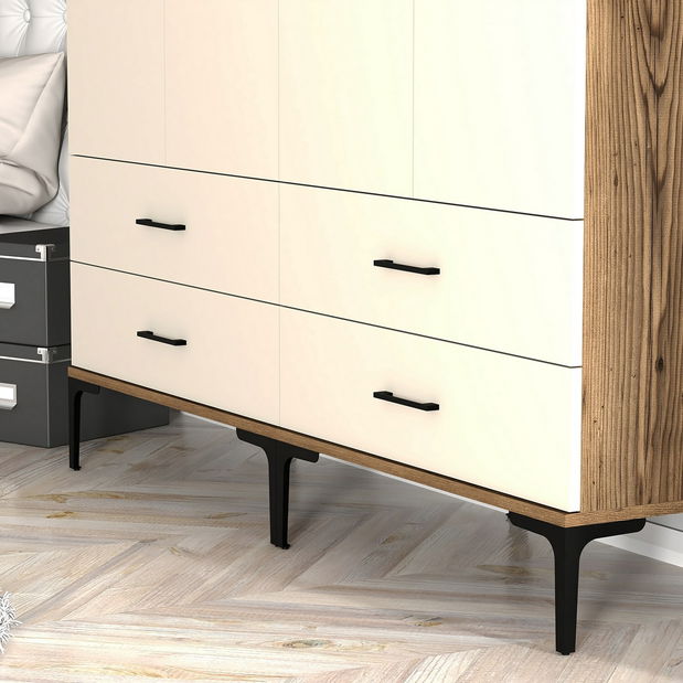 Šatní skříň Kiara TT (ořech + krémová)