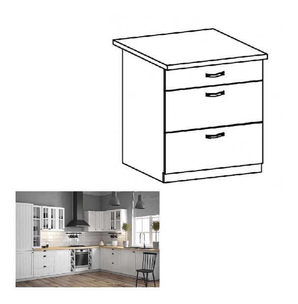 Dolní kuchyňská skříňka D80S3 Provense (bílá + sosna andersen)