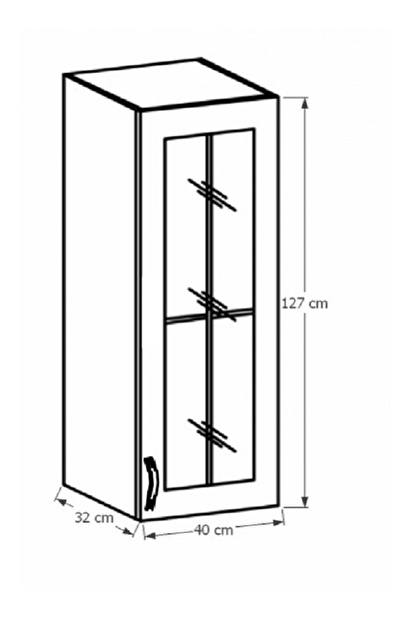 Horní kuchyňská skříňka se sklem W40S Provense (bílá + sosna andersen) (P)