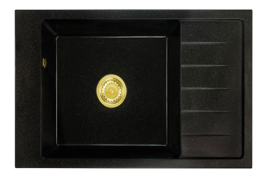 Kuchyňský dřez Lurano (černá + textura) (s 1 otvorem pro baterii) (P)