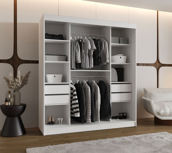 Šatní skříň 180 cm Spock (bílá)