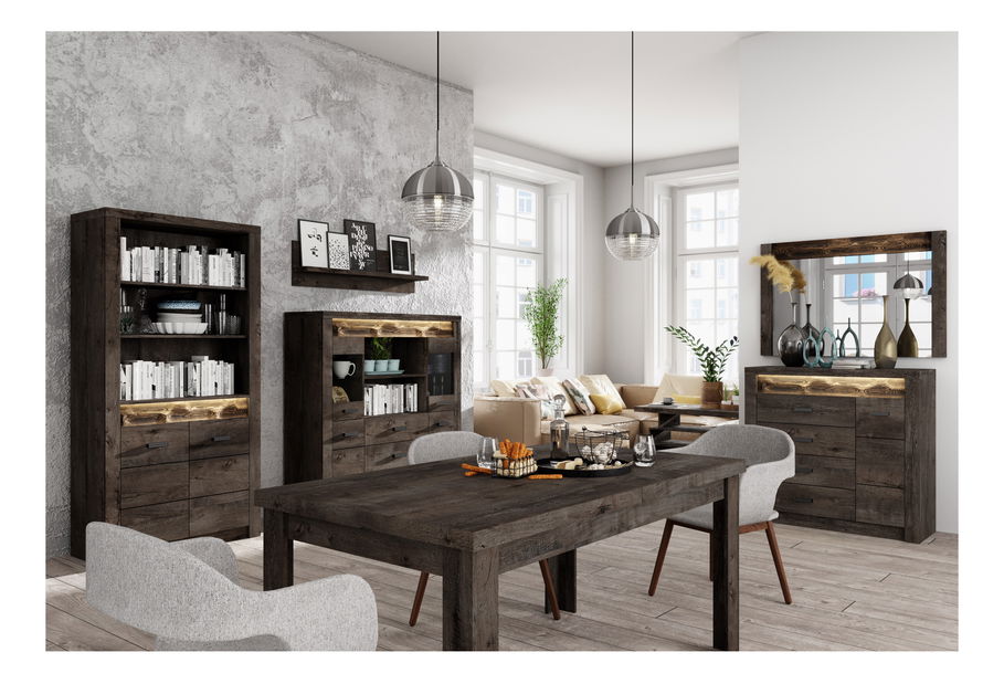 TV stolek/skříňka Indie 10 (s LED osvětlením) (jasan tmavý)