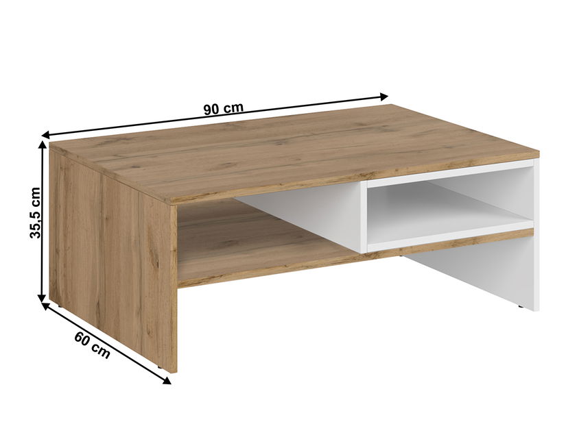 Konferenční stolek Vilgi 90 (bílá + dub wotan)