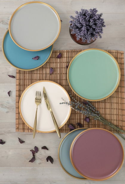 Sada dezertních talířů (6 ks.) Norde (modrá + zelená + růžová + bílá + šedá)
