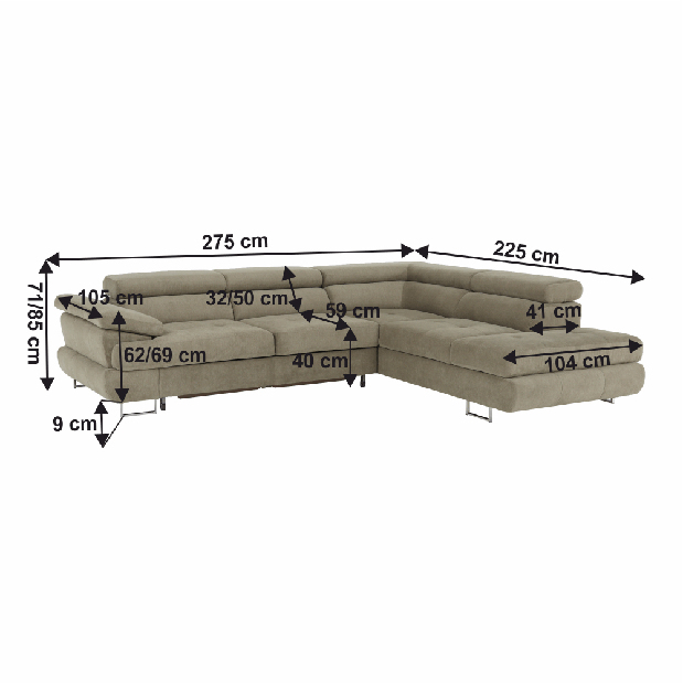 Rohová sedací souprava Bjorn R 2F-OTM světlehnědé (P)