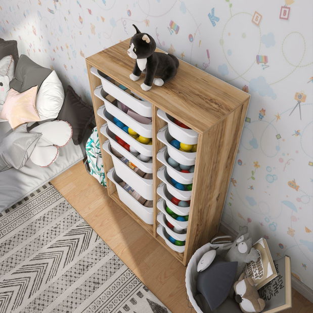 Organizér na hračky Dremonka 7 (ořech + bílá)