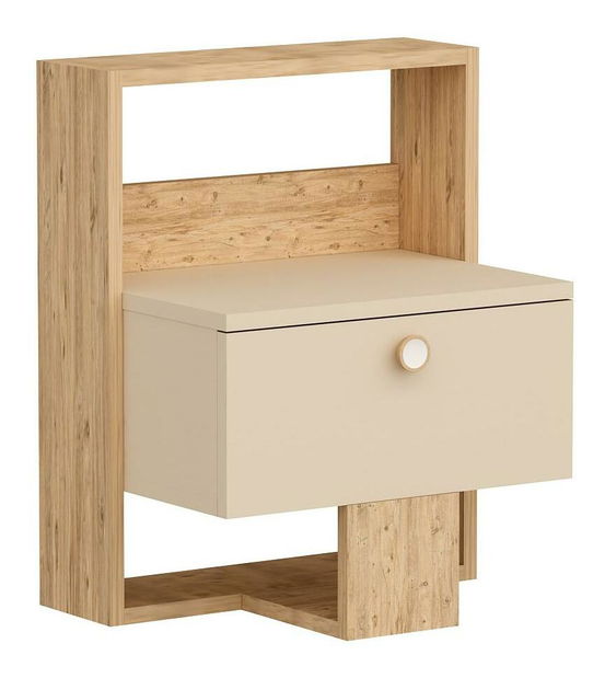 Noční stolek Sapole (borovice atlantická + béžová)