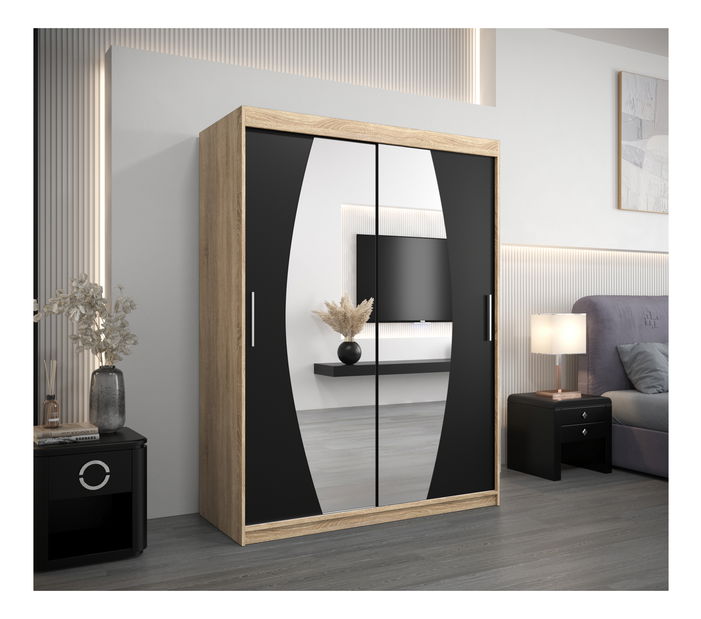 Šatní skříň 150 cm Eclipse (dub sonoma + černá matná)