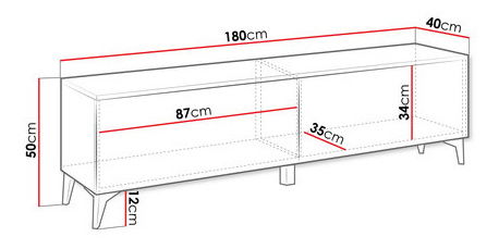 TV skříňka/stolek Opuncie 2D (bílá + bílá lesklá + zlatá) *výprodej