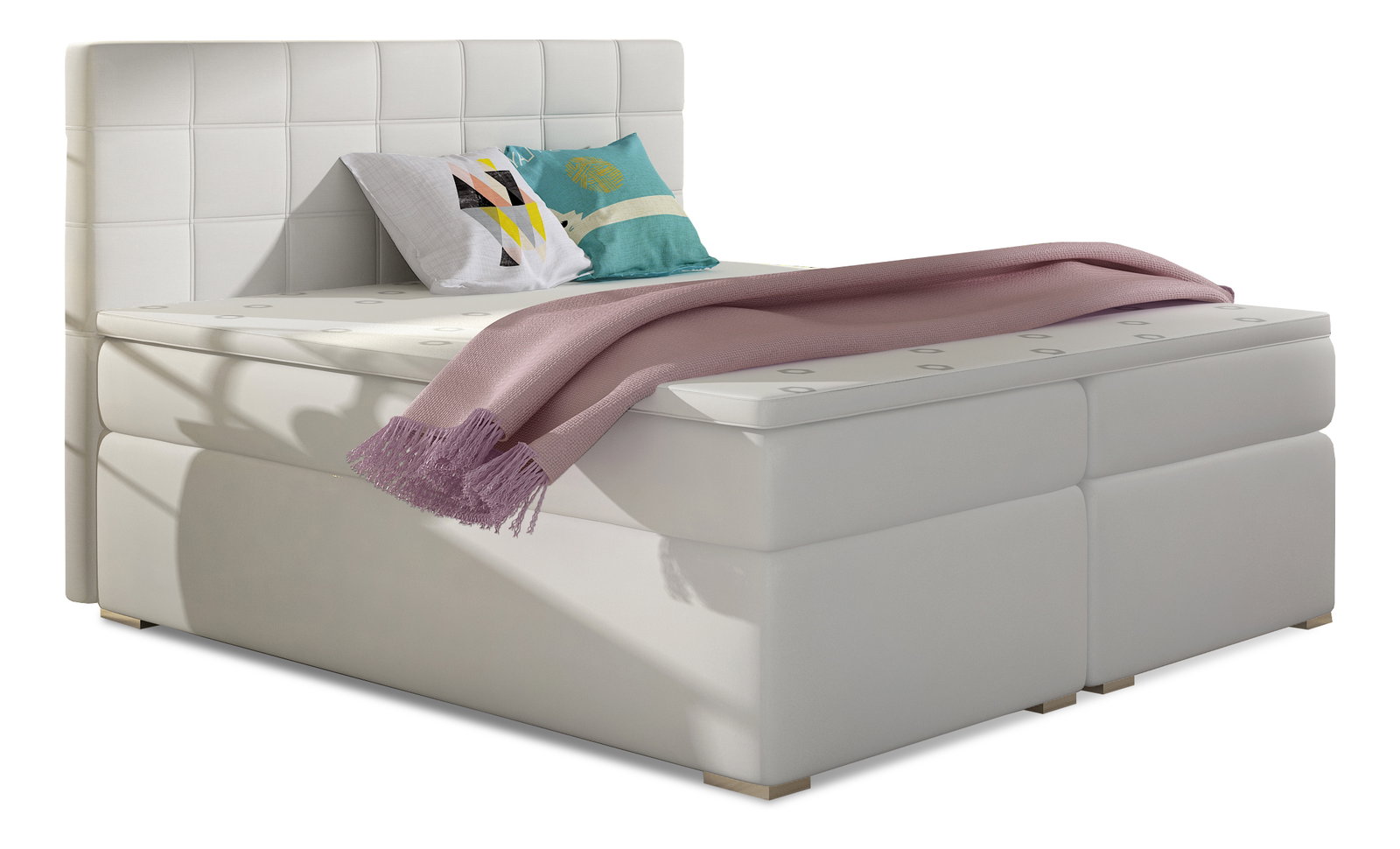 Boxspring postel 140 cm Abbie (bílá) (s matracemi)