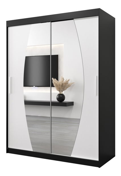Šatní skříň 150 cm Eclipse (černá matná + bílá matná)