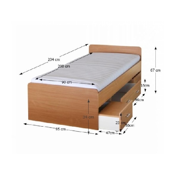 Jednolůžková postel 90 cm Dulce 80262 buk -22 (s úložným prostorem *výprodej