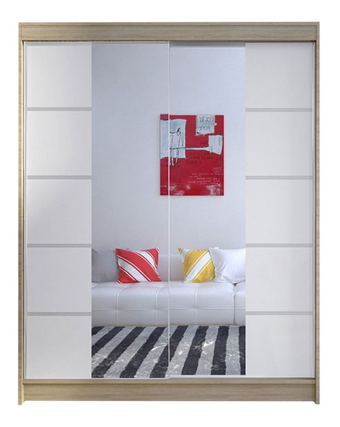 Šatní skříň Bianca II (bílá + zrcadlo)