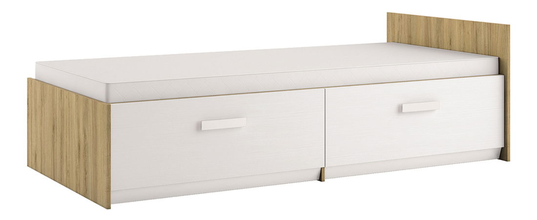 Jednolůžková postel 90 cm Best 17 Dub divoký + Bílá (s roštem a úl. prostorem)